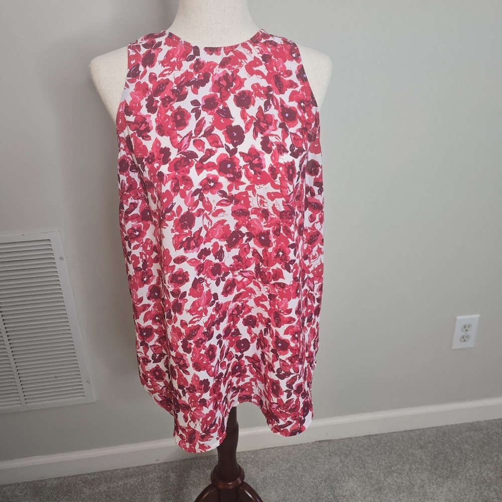 Who What Wear Red Floral Sleeveless Top  XL - Picture 2 of 8